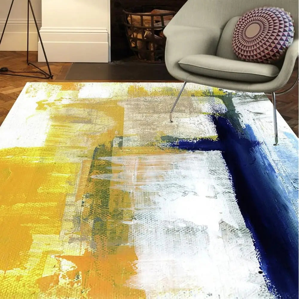 5x7 Contemporary Abstract Blue/Yellow