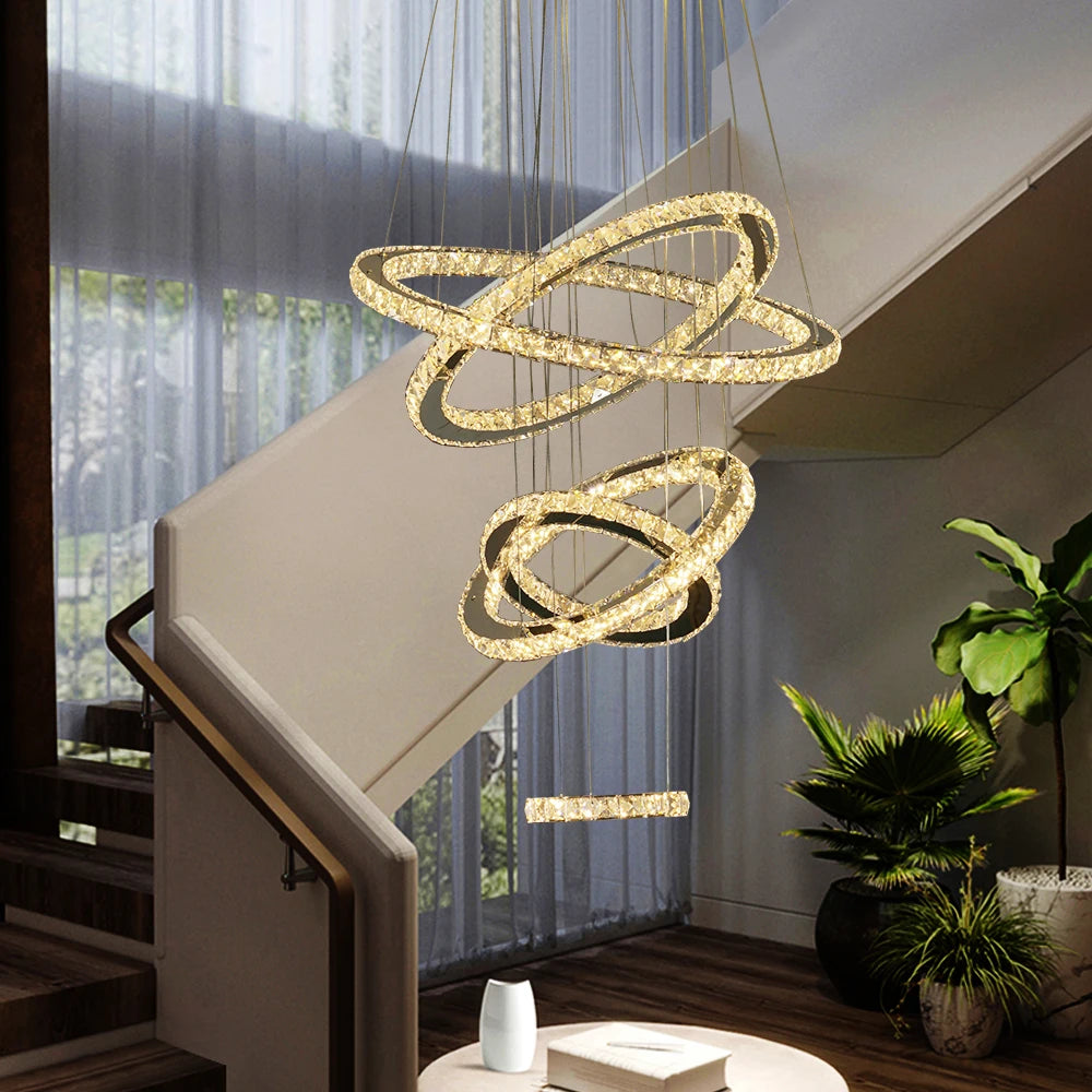 Modern Gold & Crystal Chandelier