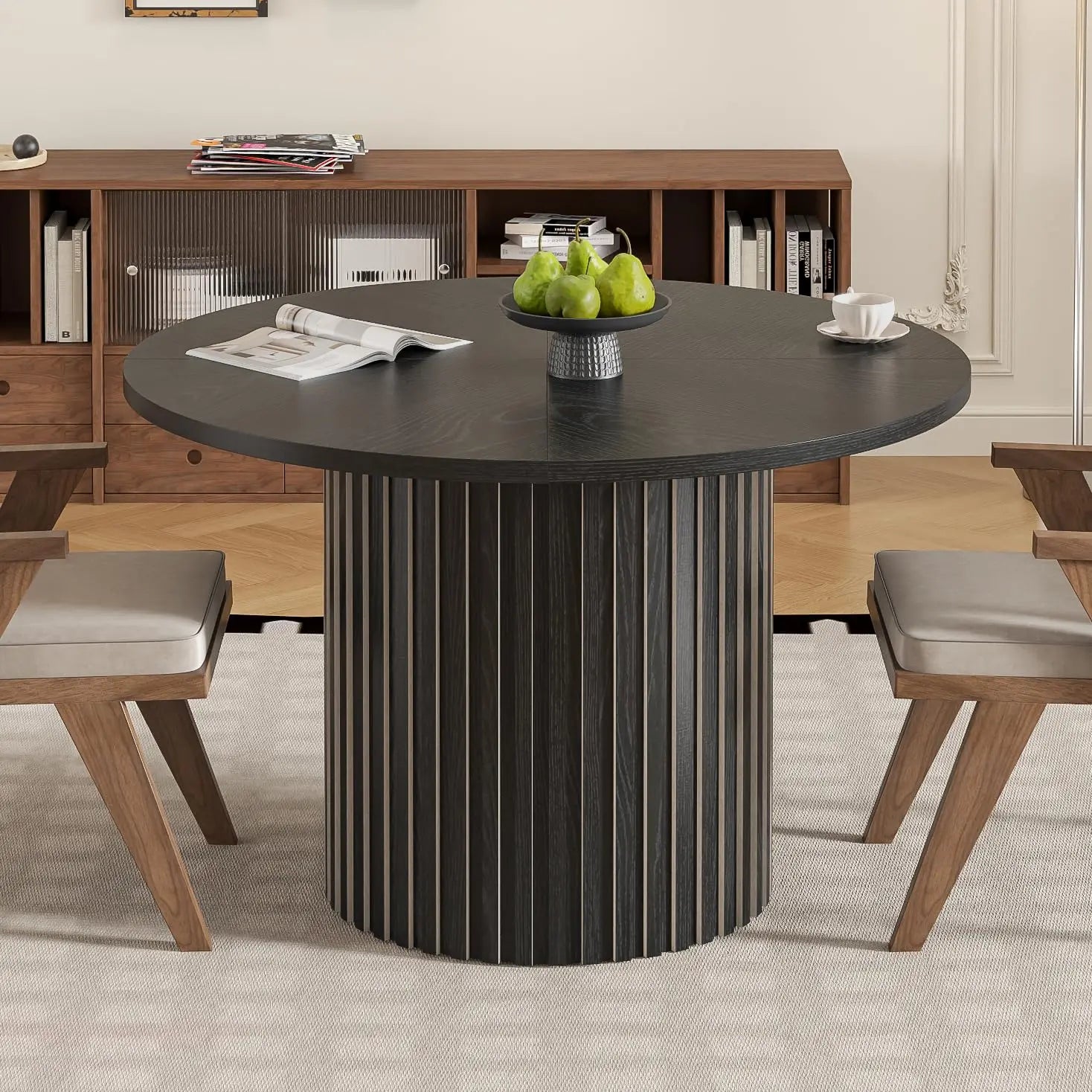 43-59 Extendable Round Wood Walnut