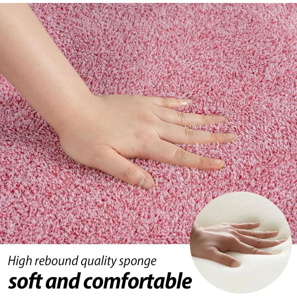 7x10 Washable Memory Foam Pink White