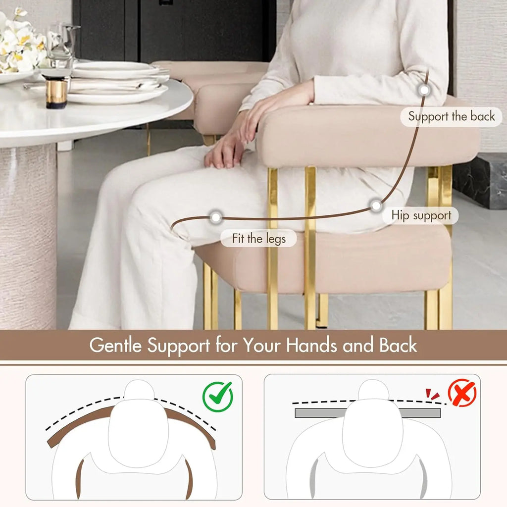 2 Velvet Khaki Gold Metal Legs