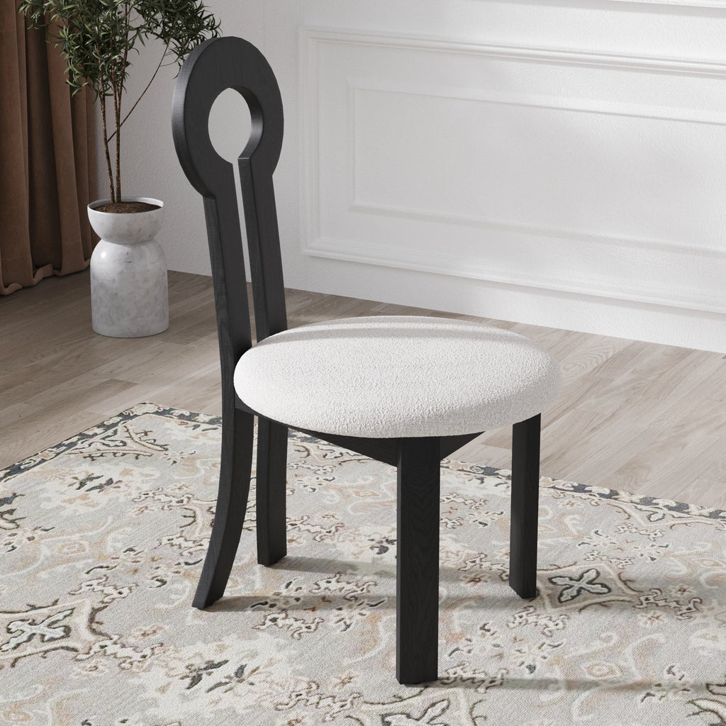 2 Wooden Modern Round Upholstered