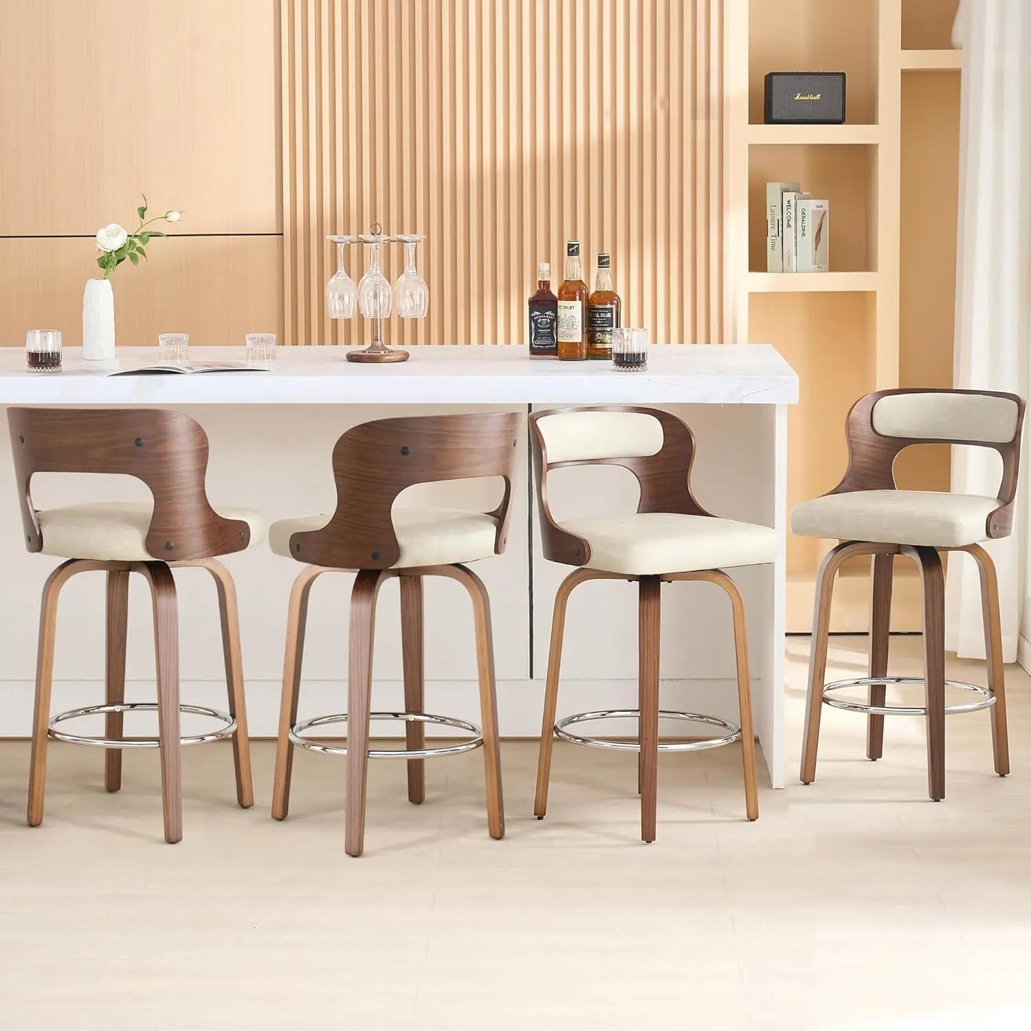 26"Barstools with Bentwood/Leather Swivel