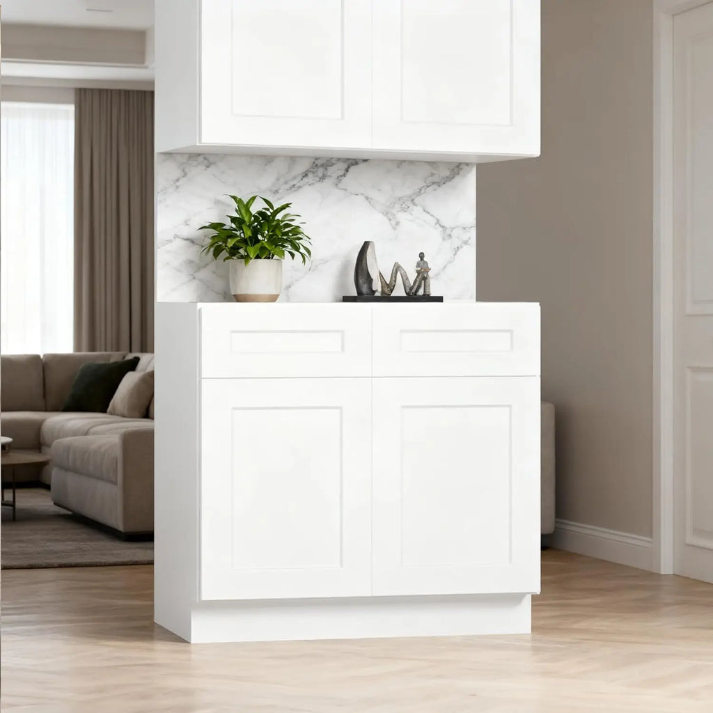 36" Base Cabinet W/Drawers/RTA/Shaker/Solid Wood