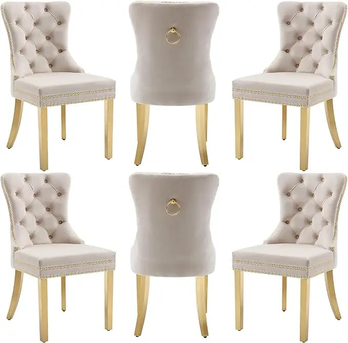 6 Velvet Wood Legs Pull Ring, Luxury