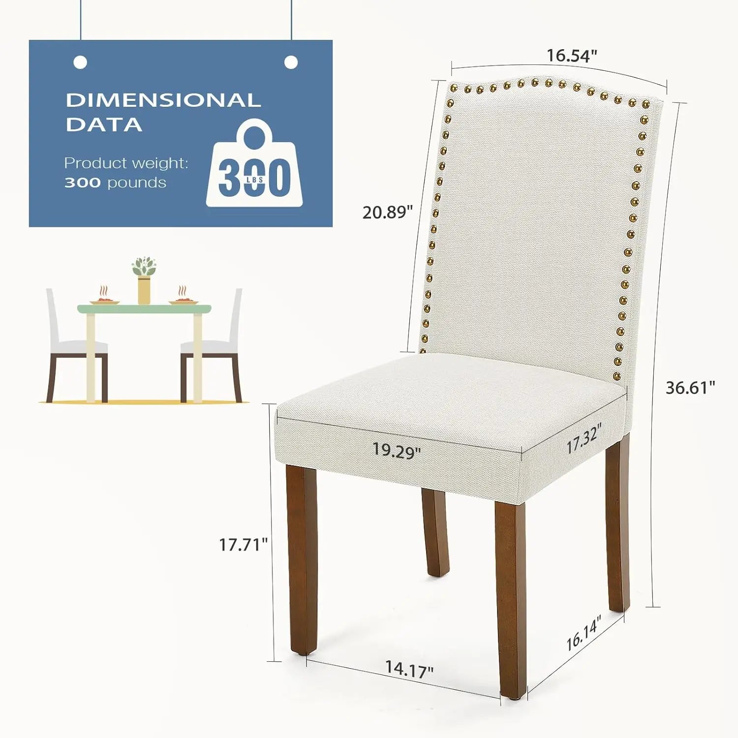 2 Modern Wooden Legs Padded Seat
