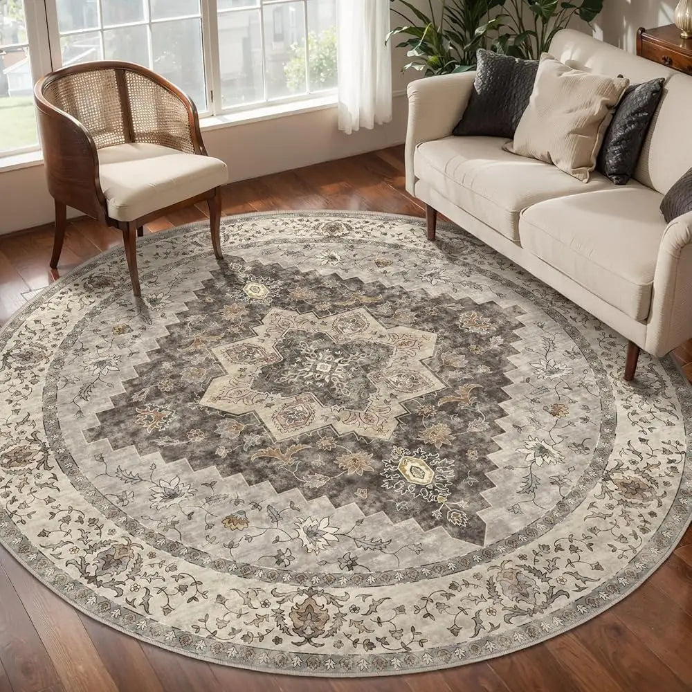 6' Circle Vintage Washable Boho