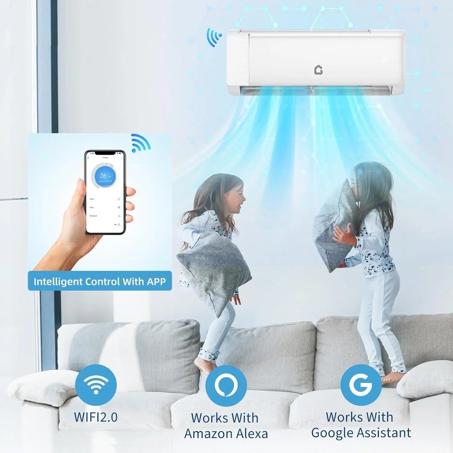 24000 BTU 19 SEER2, 230V Energy AC Unit with Remote Cools Rooms