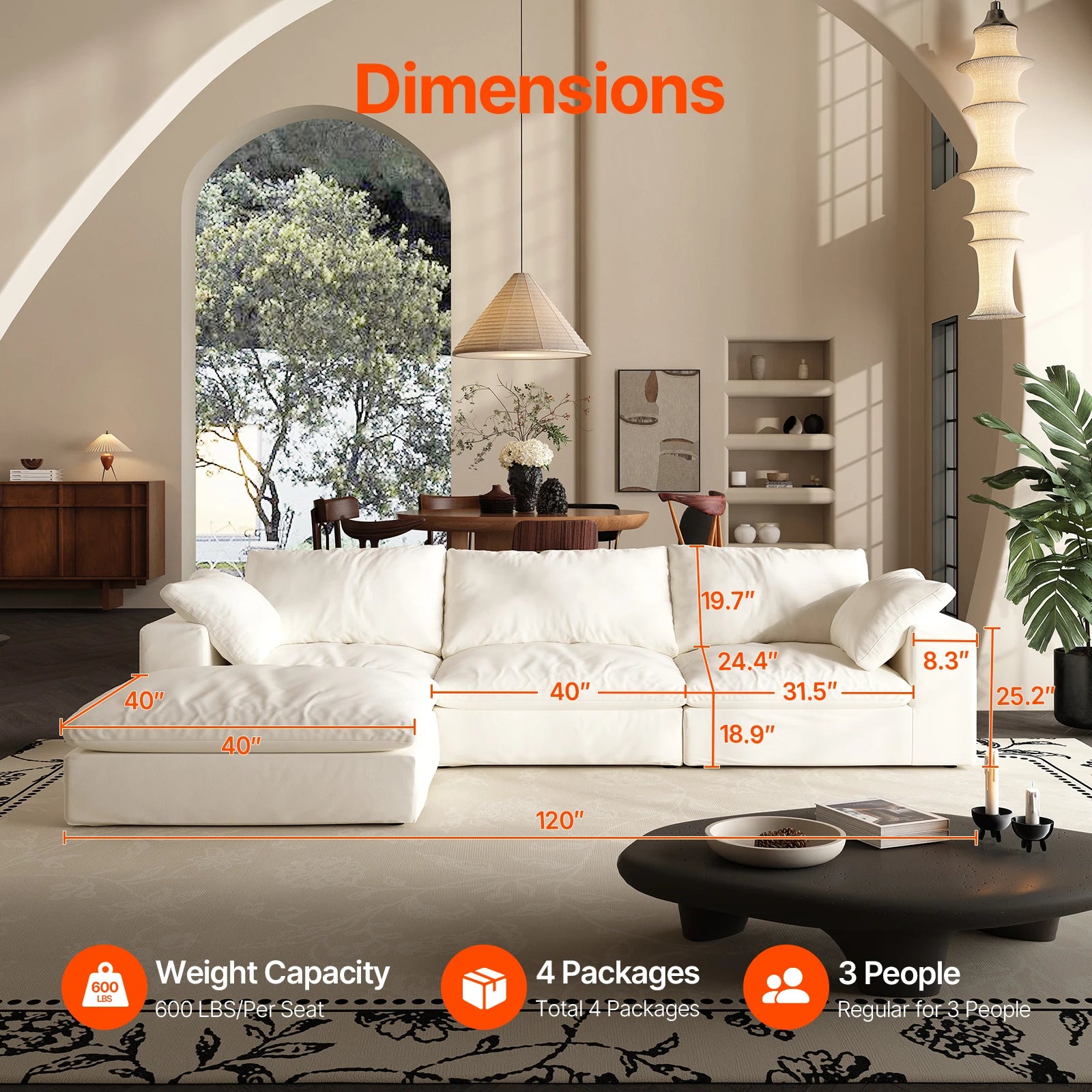 Comfy Cloud Couch 120'' Modern