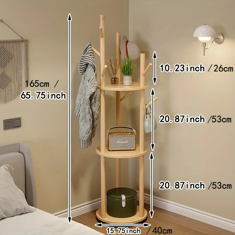 360° Rotating Hardwood Coat Rack