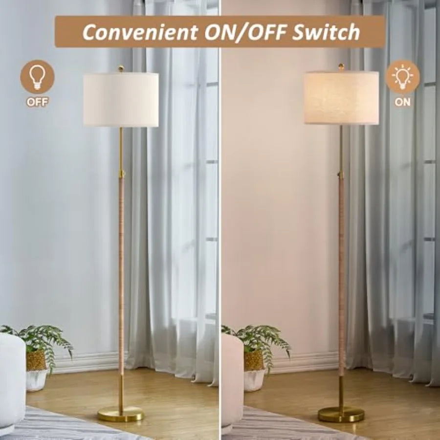 70" Gold Boho Rattan Lamp