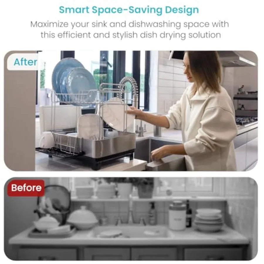 Large Stainless Steel Dish Rack w/Drain