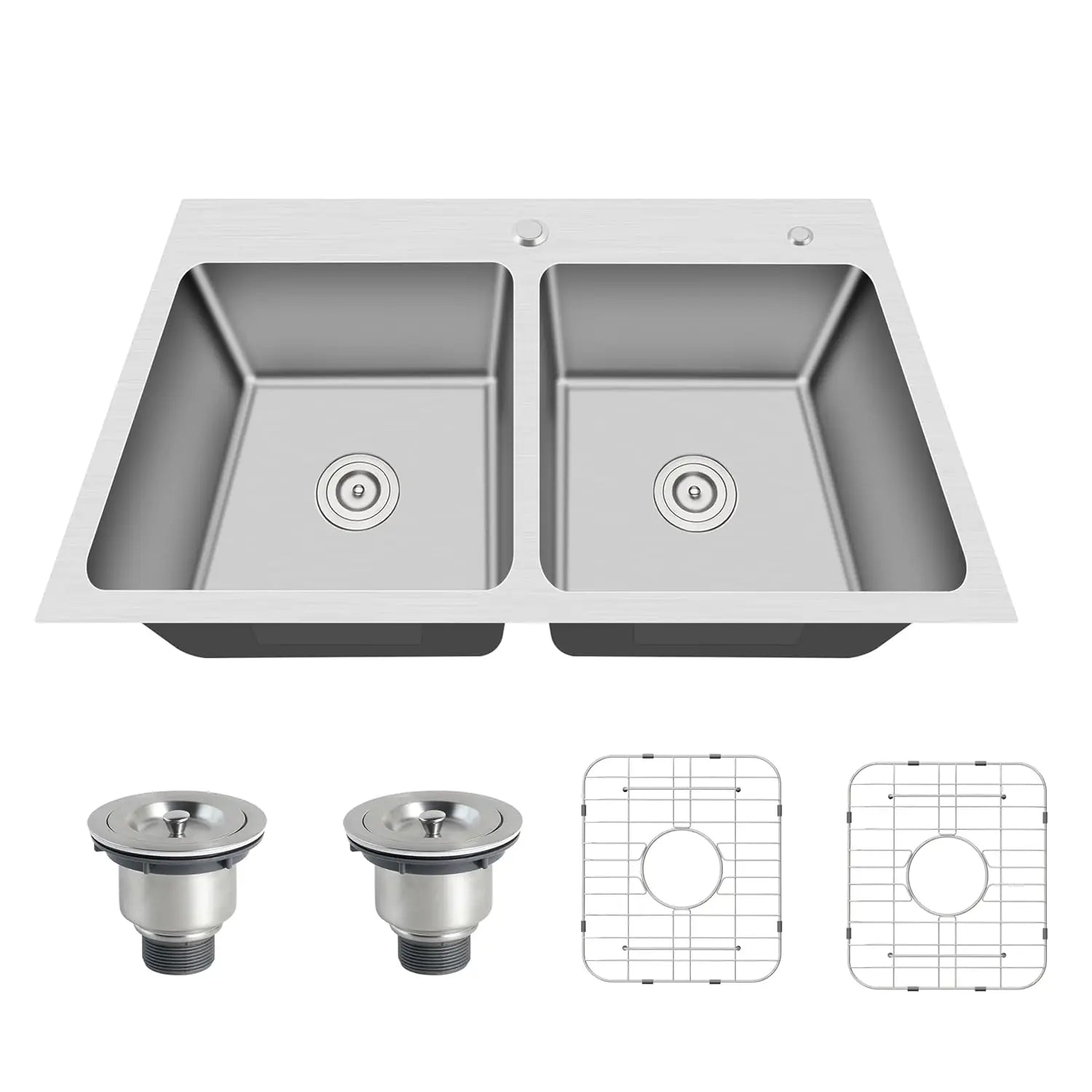 33x22 Drop-In Double Bowl Sink 16 Gauge Stainless