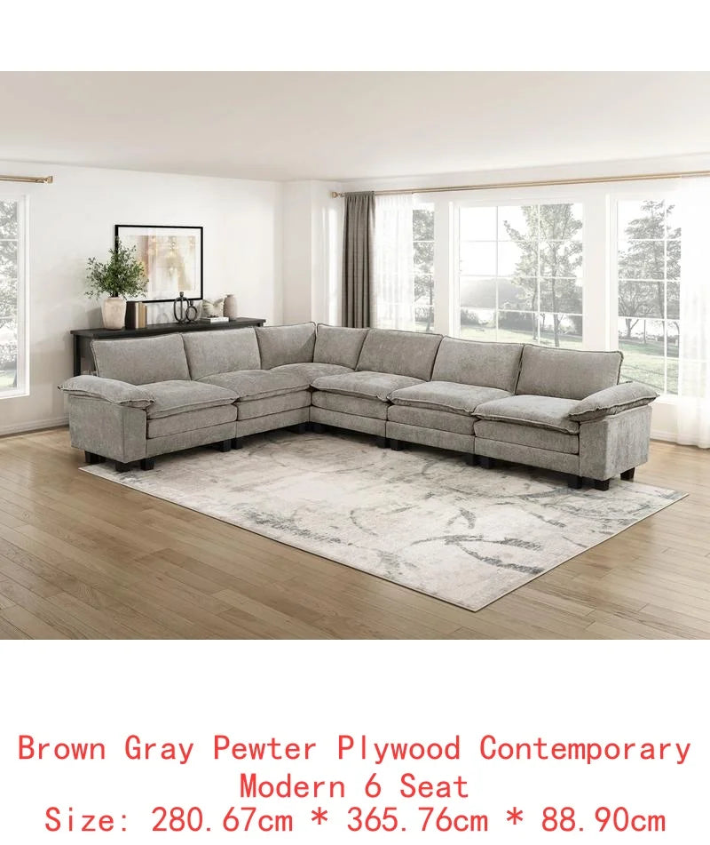 Plush Cenille Modular Sectional Sofa Set