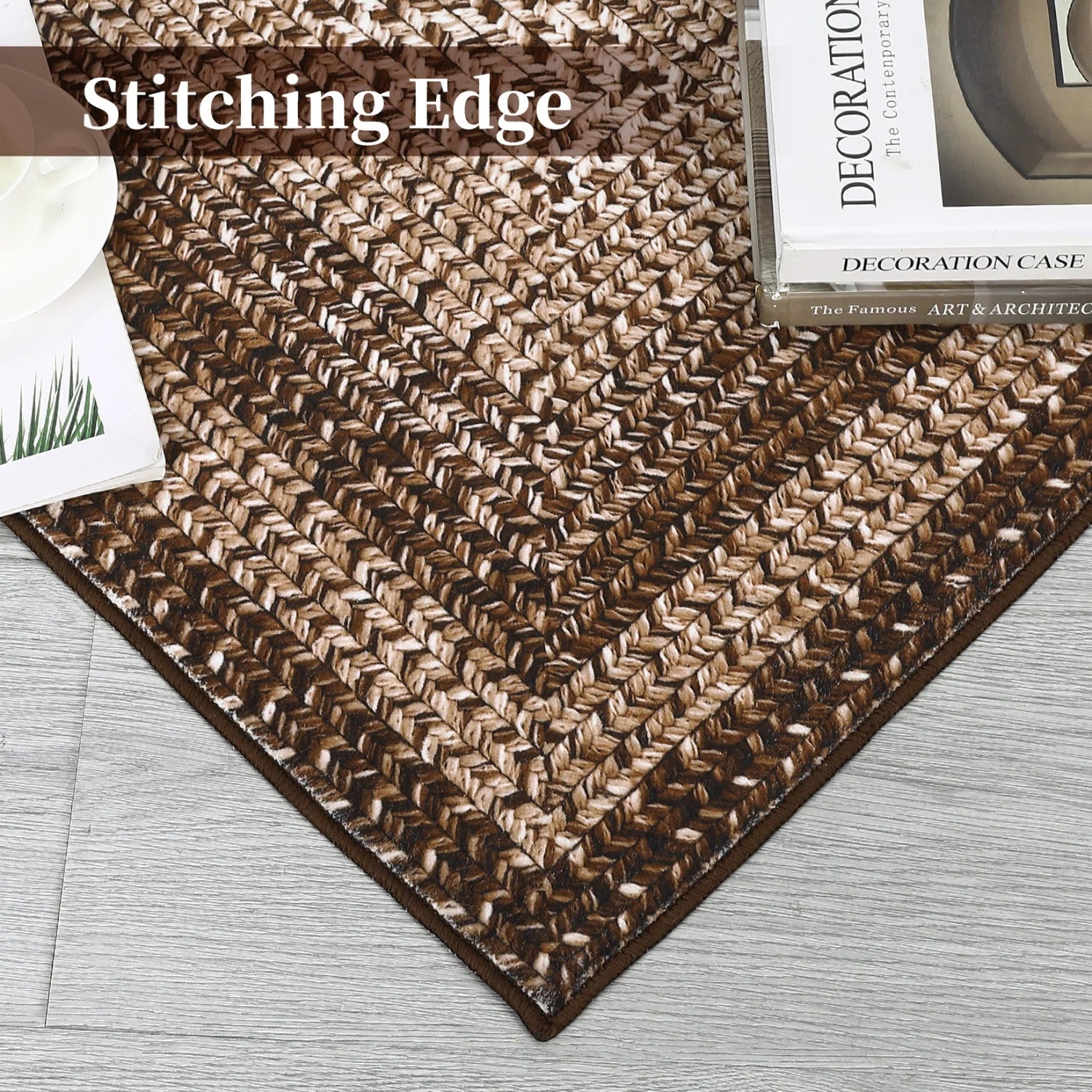 57"x52" Washable Modern Braided Print