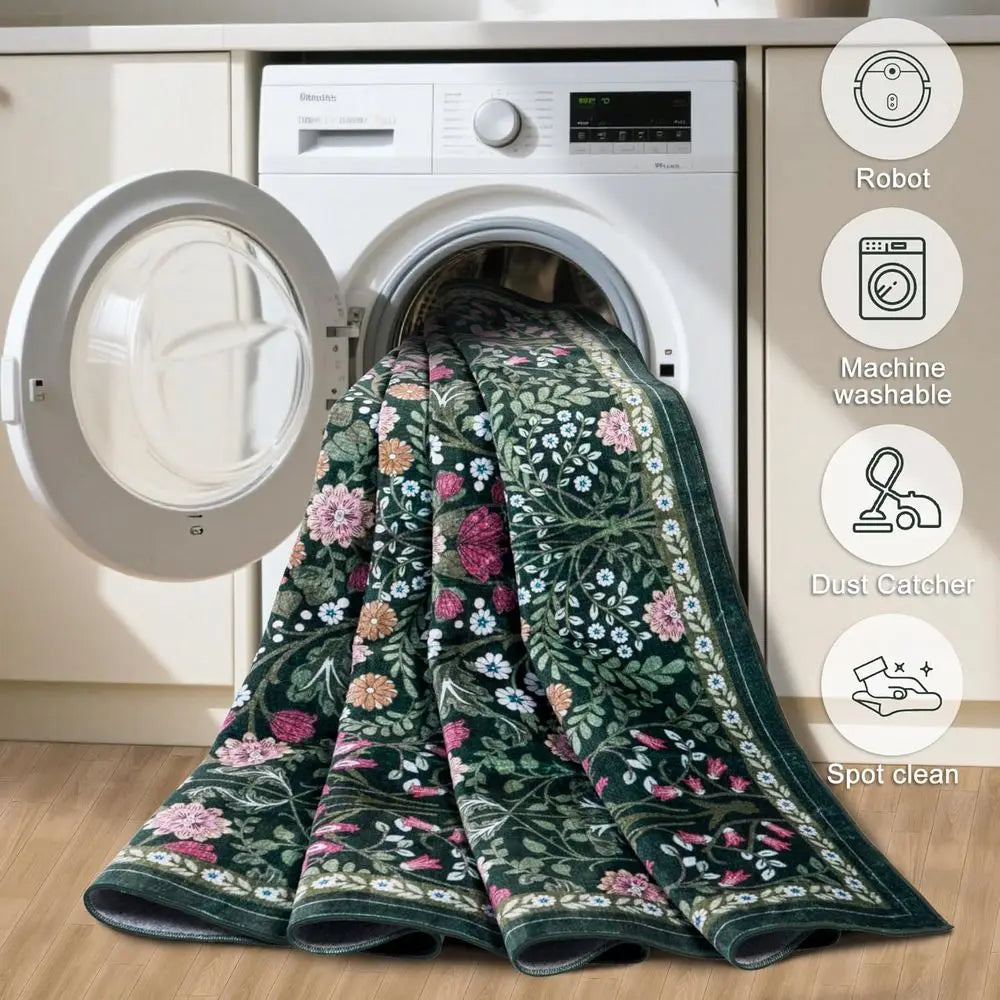 9x12 Vintage Floral Boho Soft Washable