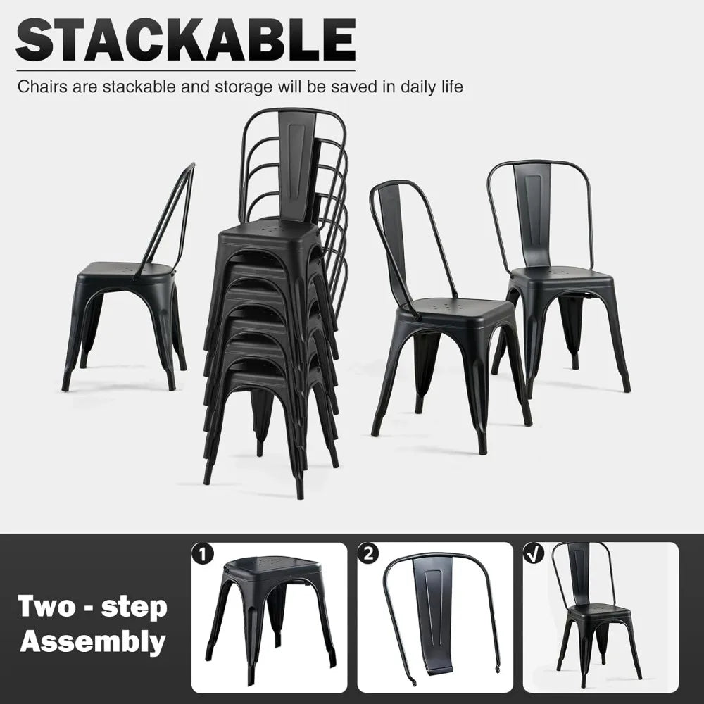 4-Pack Industrial Style Metal Stackable