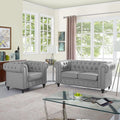 3-Piece Leather Chesterfield Sofa Set