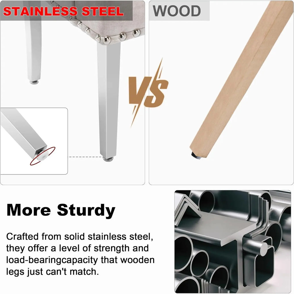 Luxurious Beige Velvet & Stainless Steel