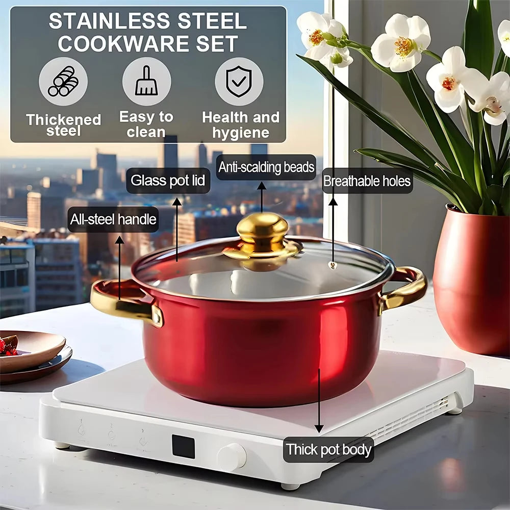 12PCS Stainless Steel Colored Cookware