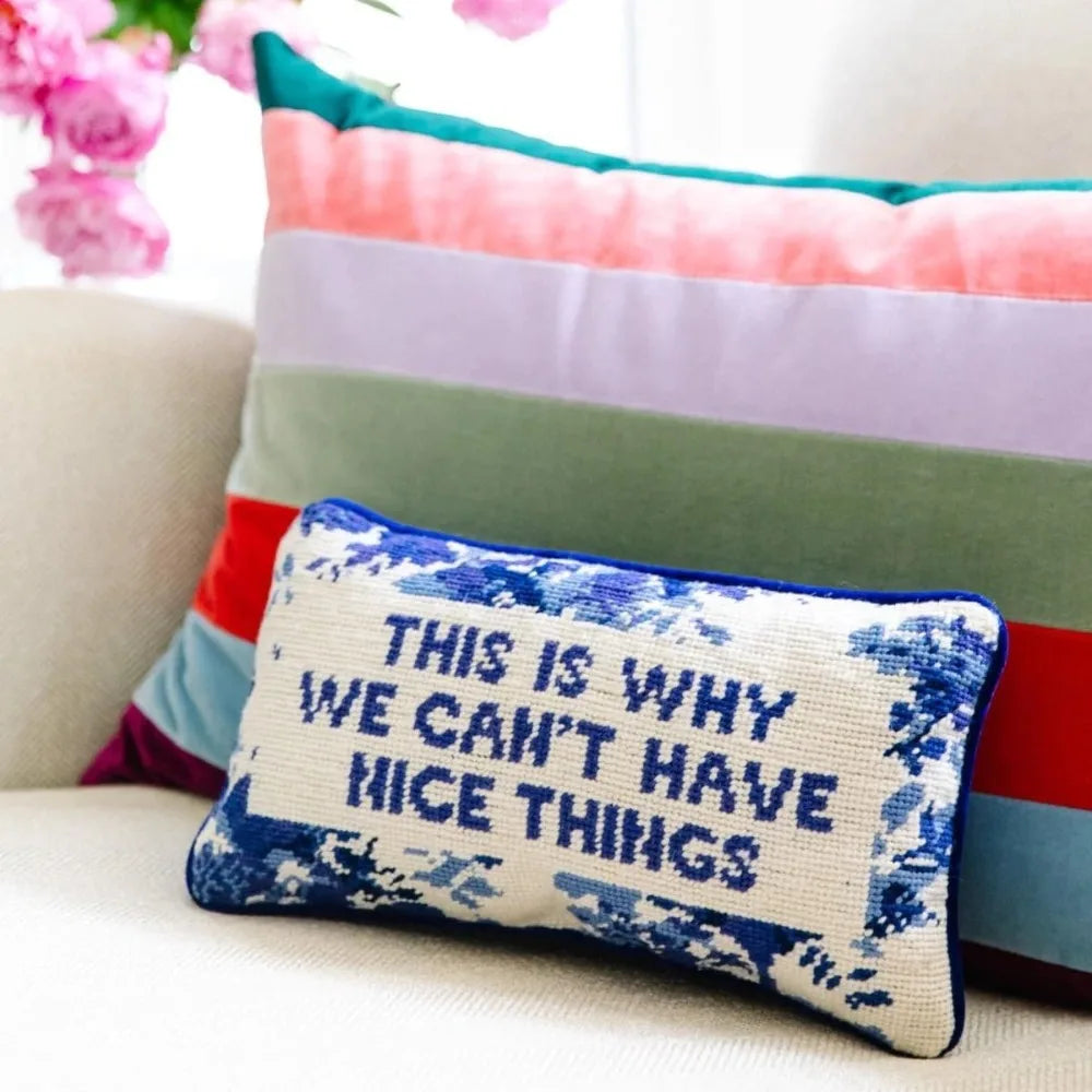 Decorative Needlepoint Throw Pillow 8x14