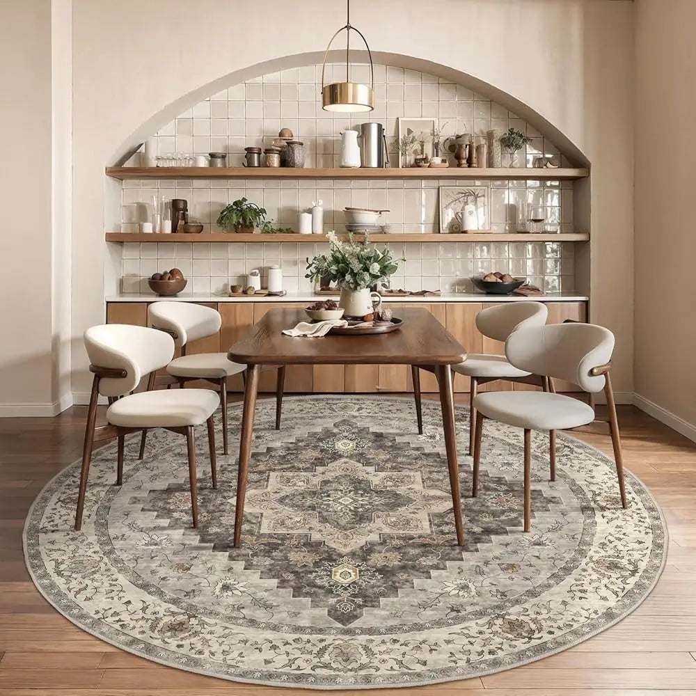 6' Circle Vintage Washable Boho