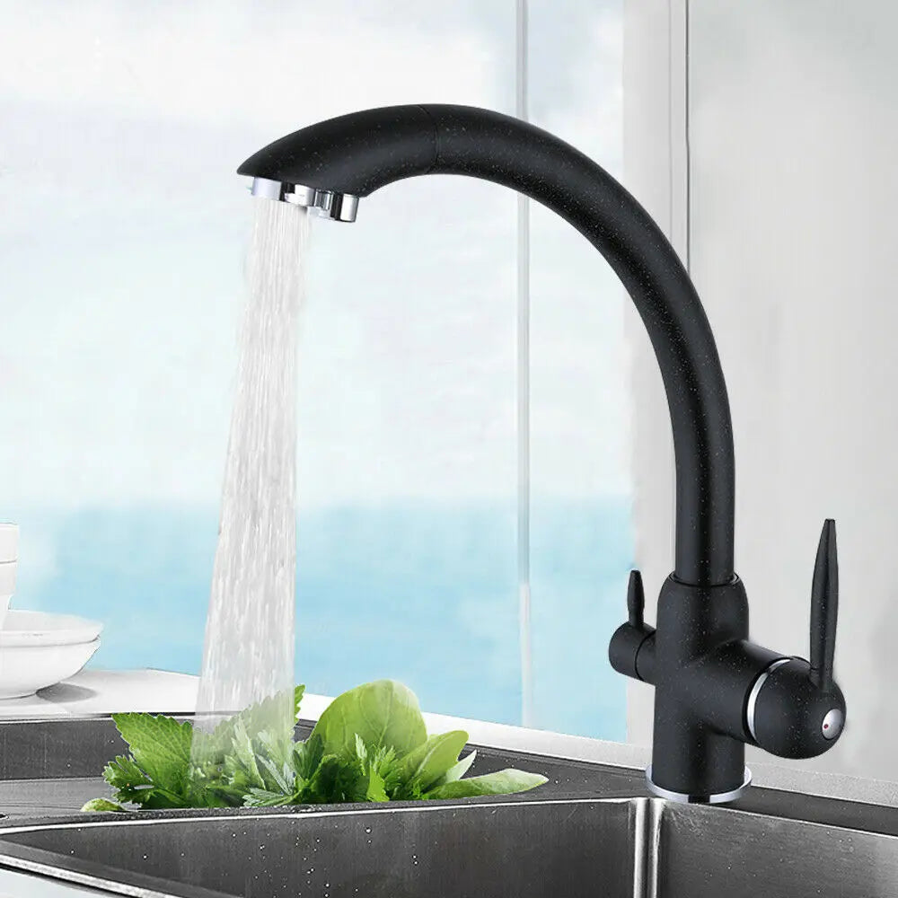 Black Three-Way Mixer Tap