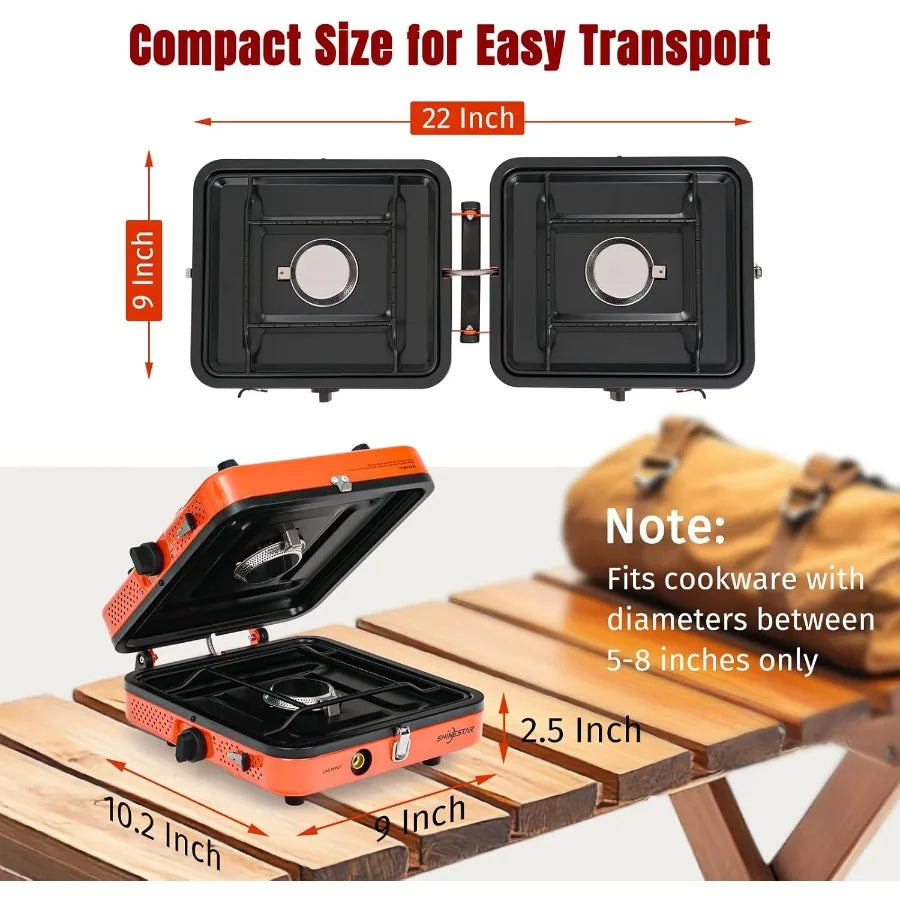 Portable Camping Stove 2 Burner Propane Foldable