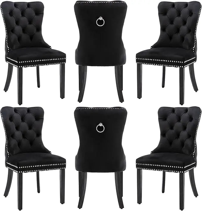6 Velvet Wood Legs Pull Ring, Luxury