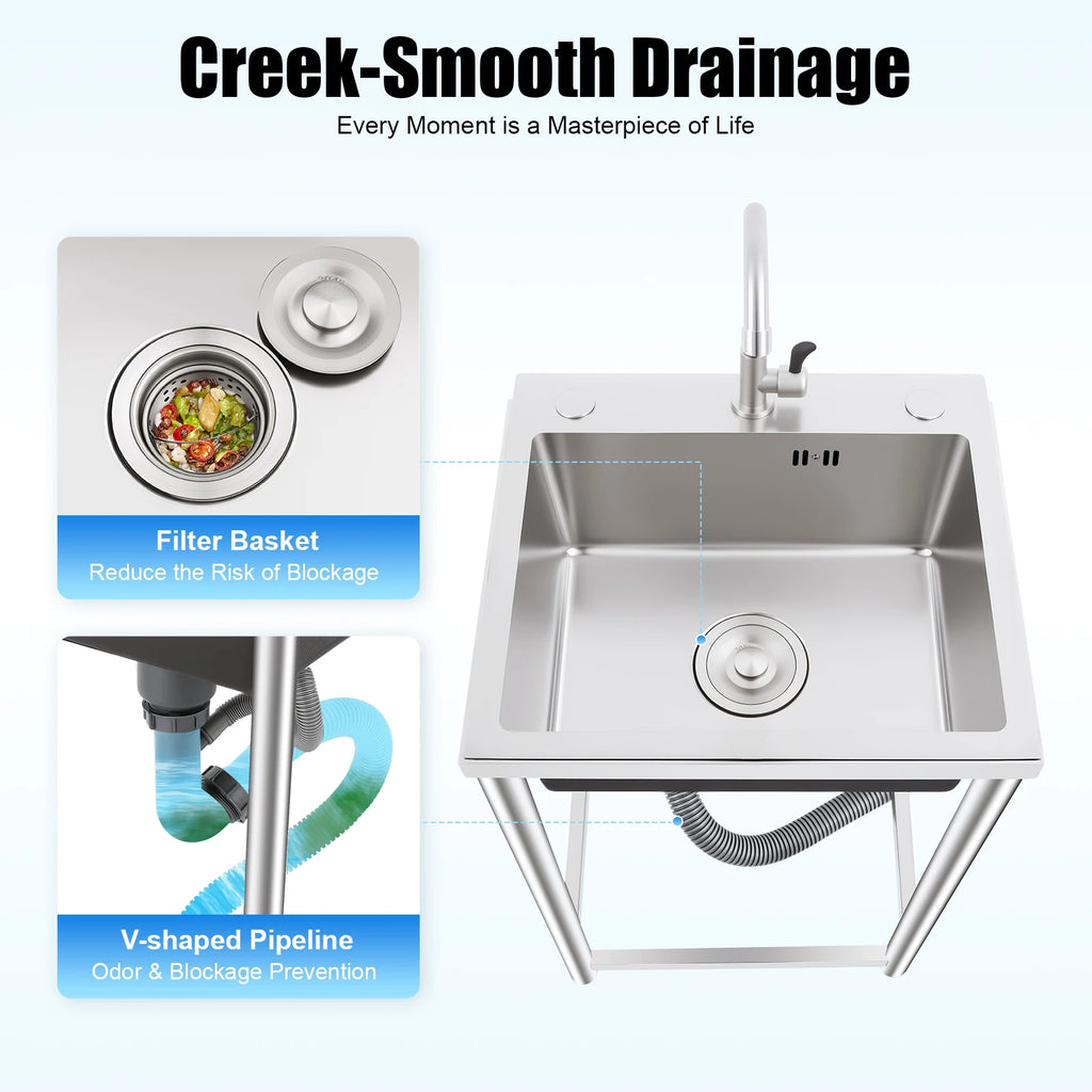 Stainless Single Bowl 18" wi/faucet Undermount