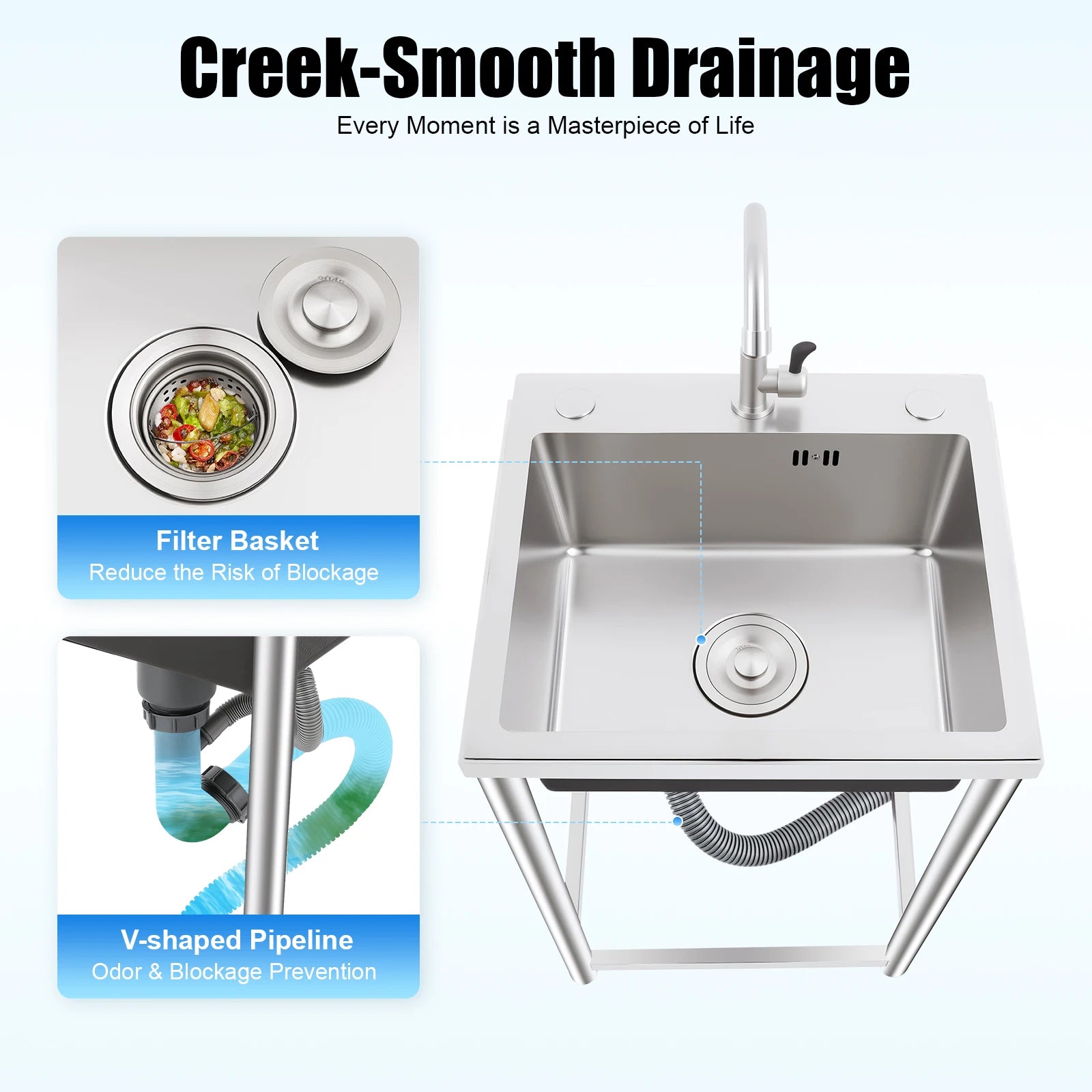 Stainless Single Bowl 18" wi/faucet Undermount