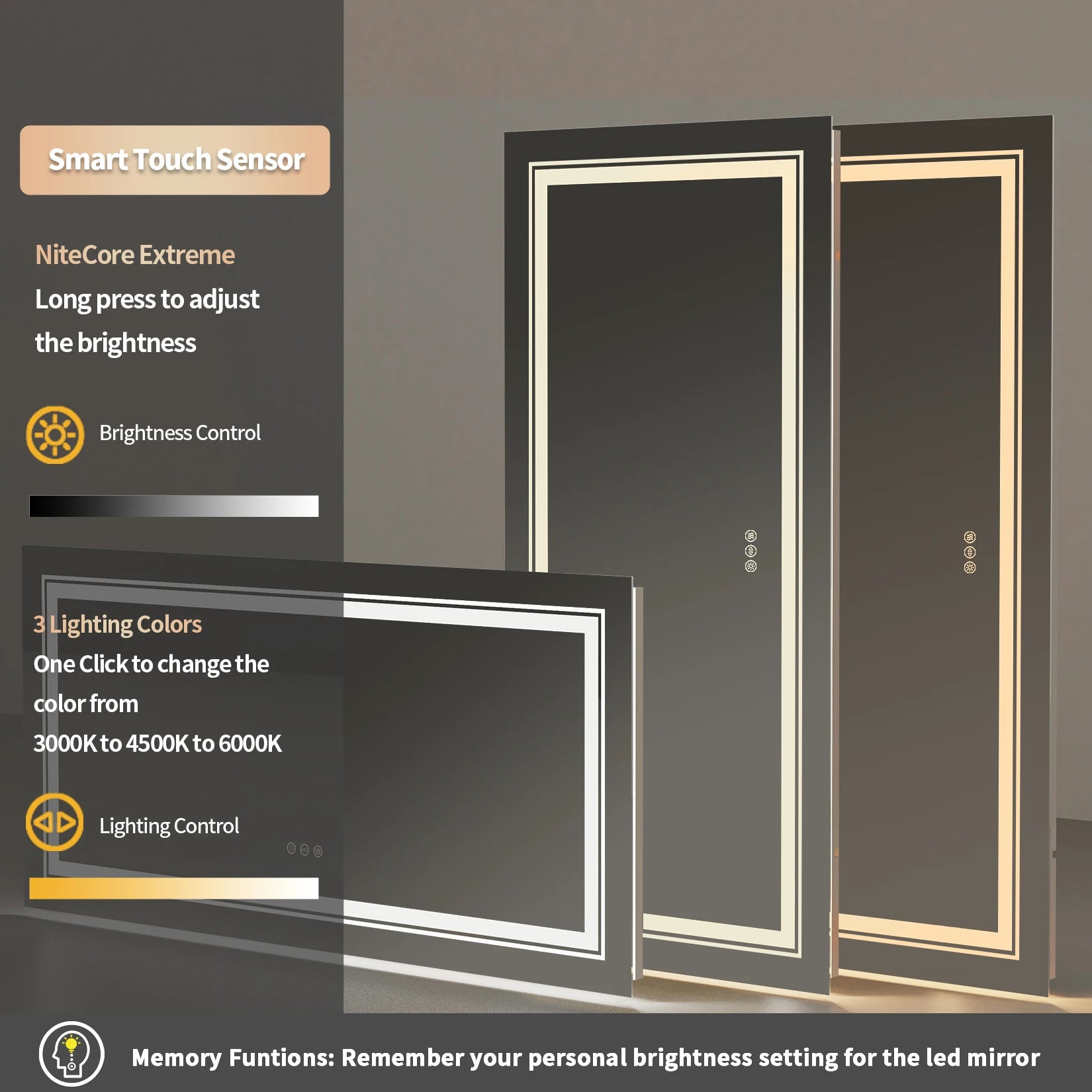 LED Bathroom Mirror Large Illuminated Dimmable