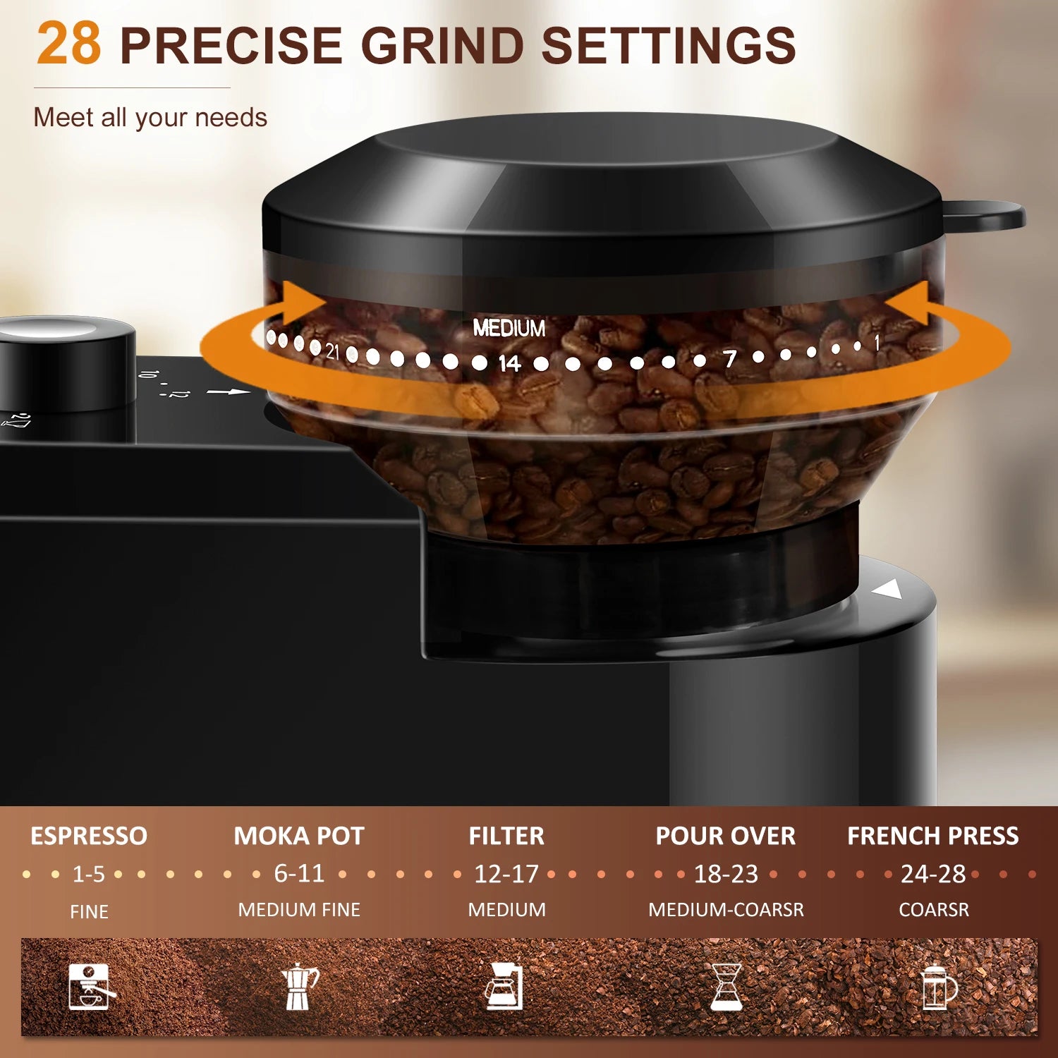 Automatic Burr Mill Coffee Grinder Electric