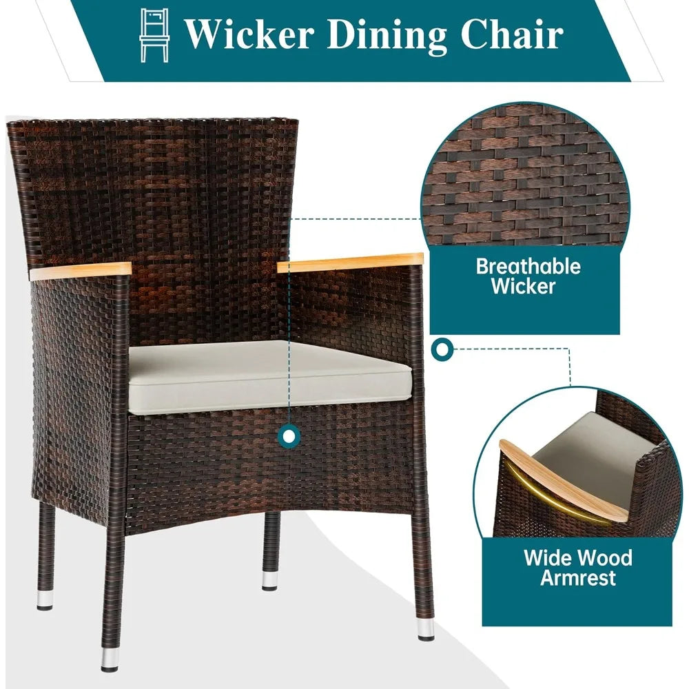 7 Piece Wicker Patio Dining Set