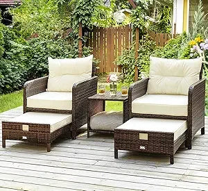 5-Piece Rattan Patio Set