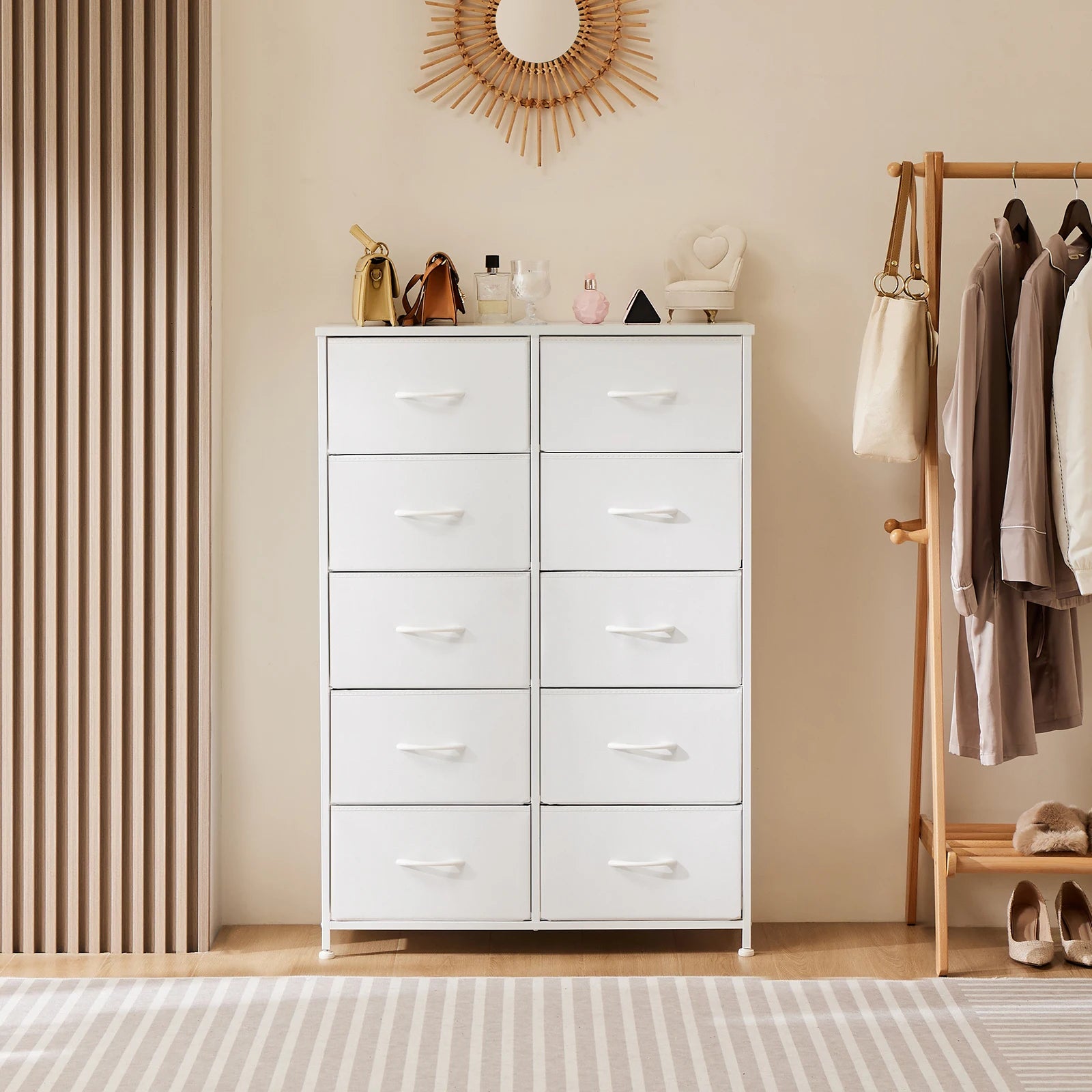 10 Fabric Drawer Steel Frame Dresser