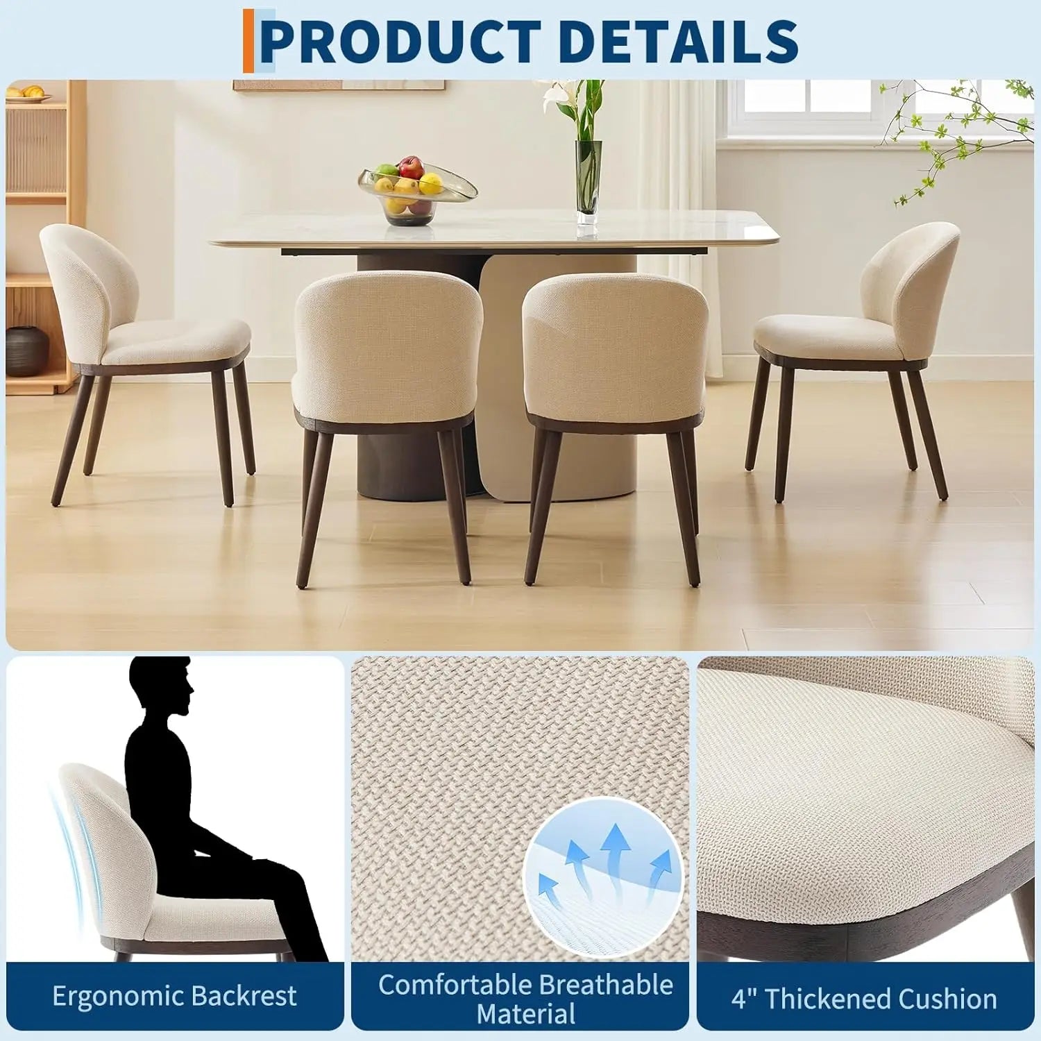 2 Modern Upholstered Ergonomic Back Support