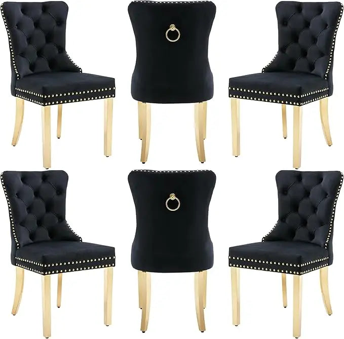 6 Velvet Wood Legs Pull Ring, Luxury