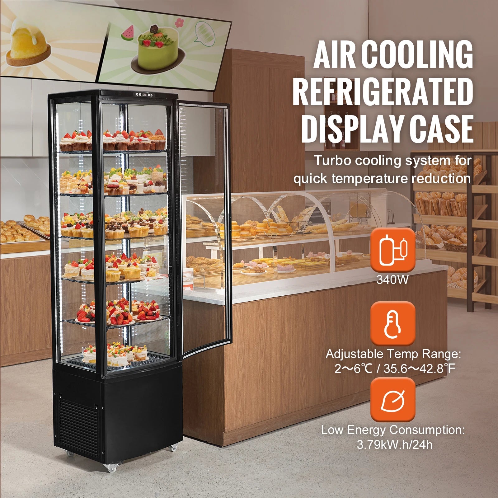 4.2 CF/115L Refrigerated Pastry Display Case Countertop