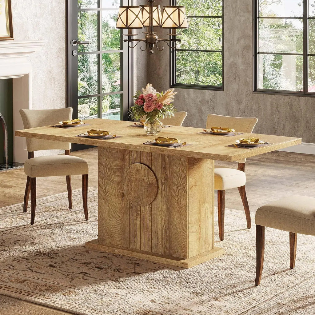 55" Rectangular For 4 /6 People Farmhouse Wood