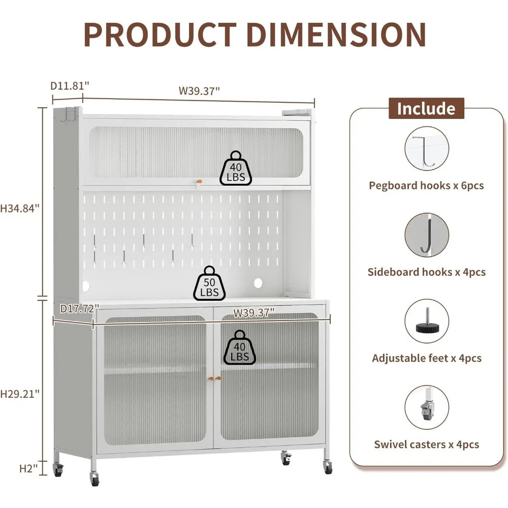 66" Pantry Cabinet W Adjustable Shelf/Wheels