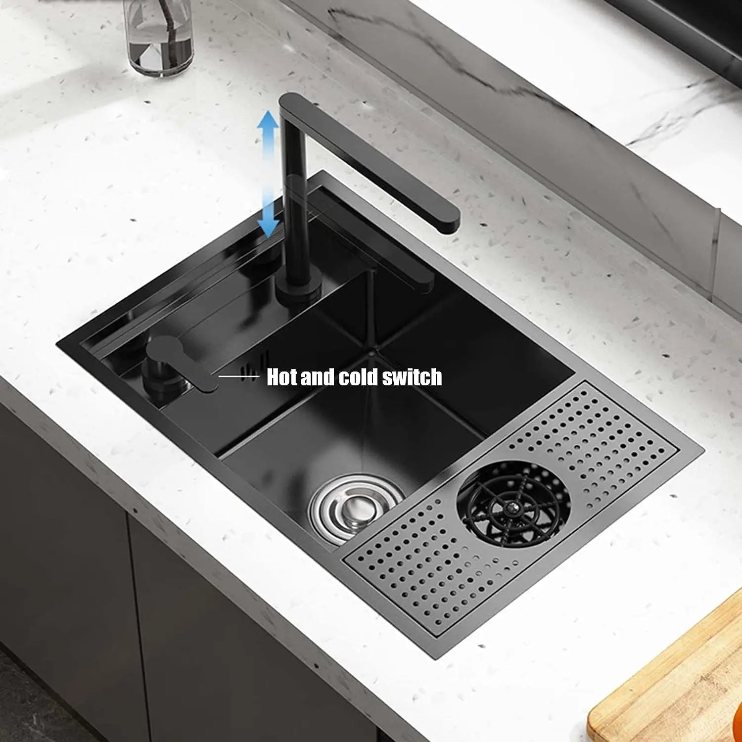 Black Mini Bar/Cafe/RV Up and Down Faucet
