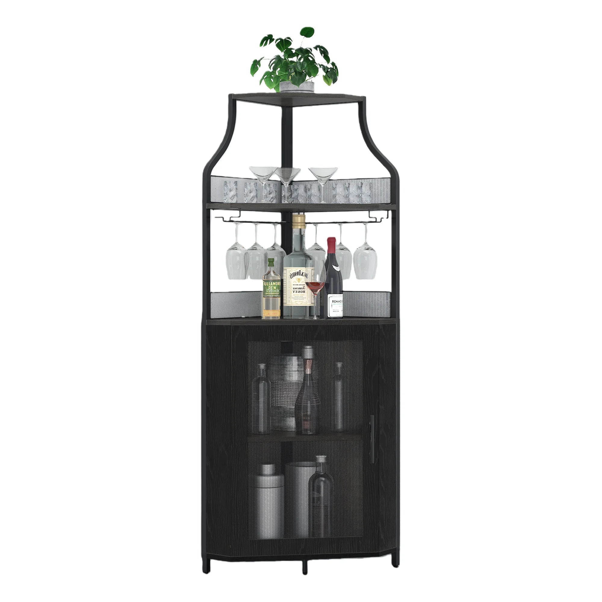 Corner Wine Rack W/Glass Holder