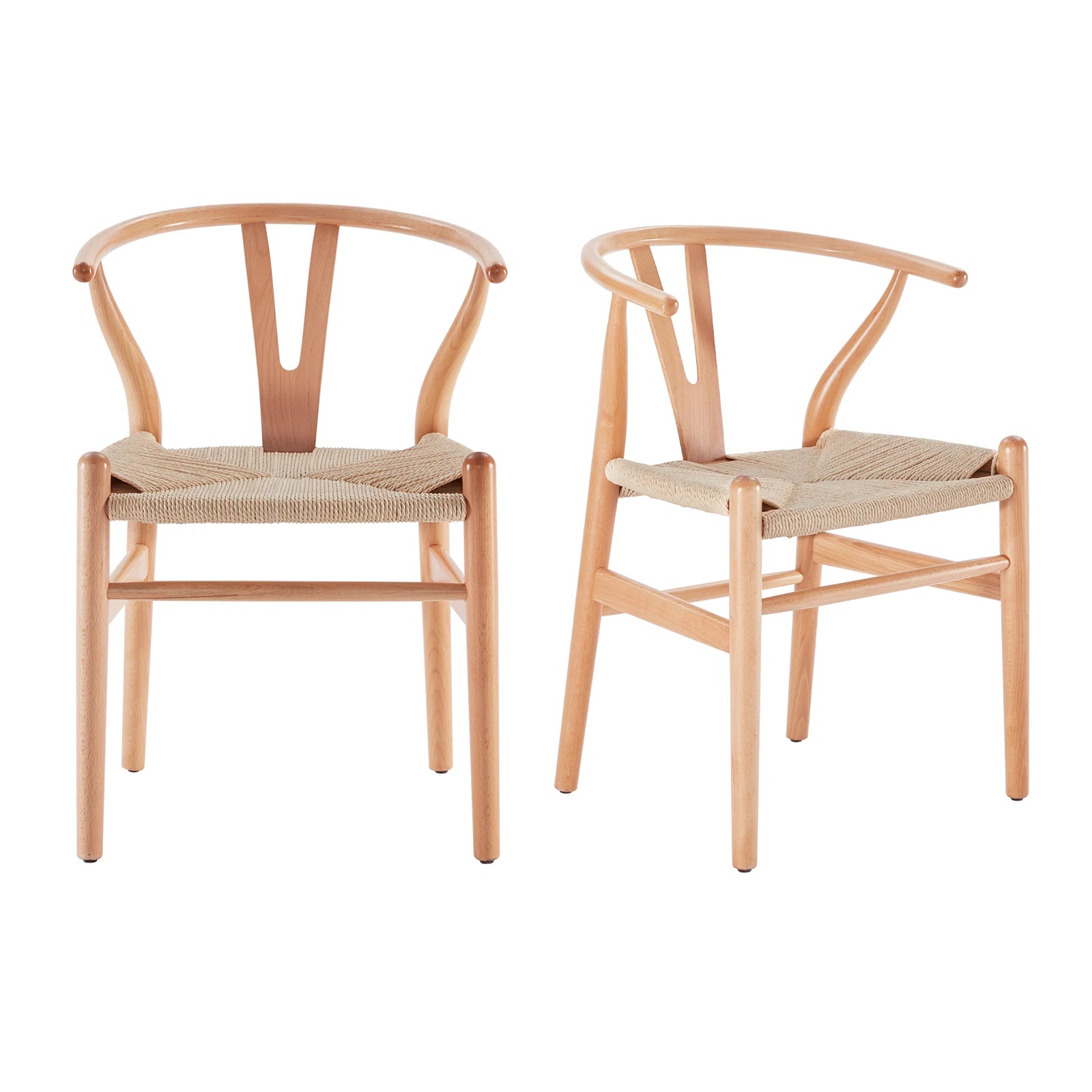 2 Fully Assembled Wishbone Rattan Solid Wood