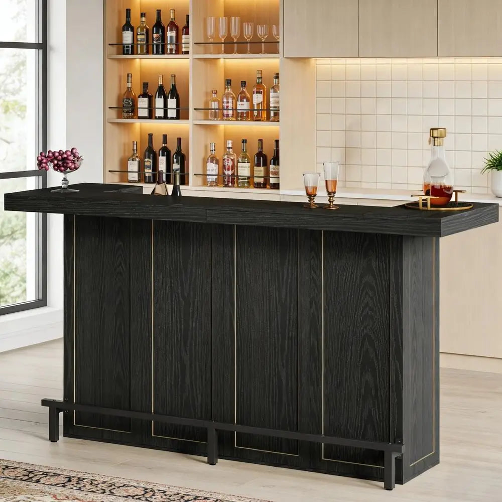 4-Tier Large Bar Table w/Wine Rack, Bootrest