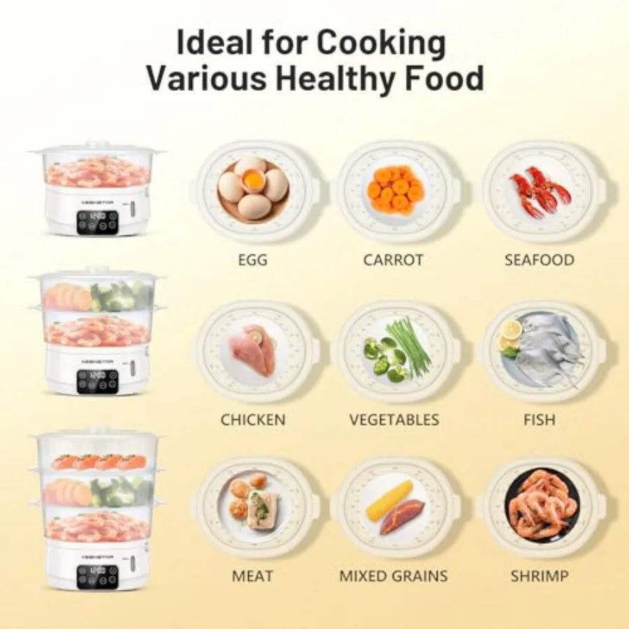 Electric Food Steamer 13.7QT 3-Tier BPA-Free
