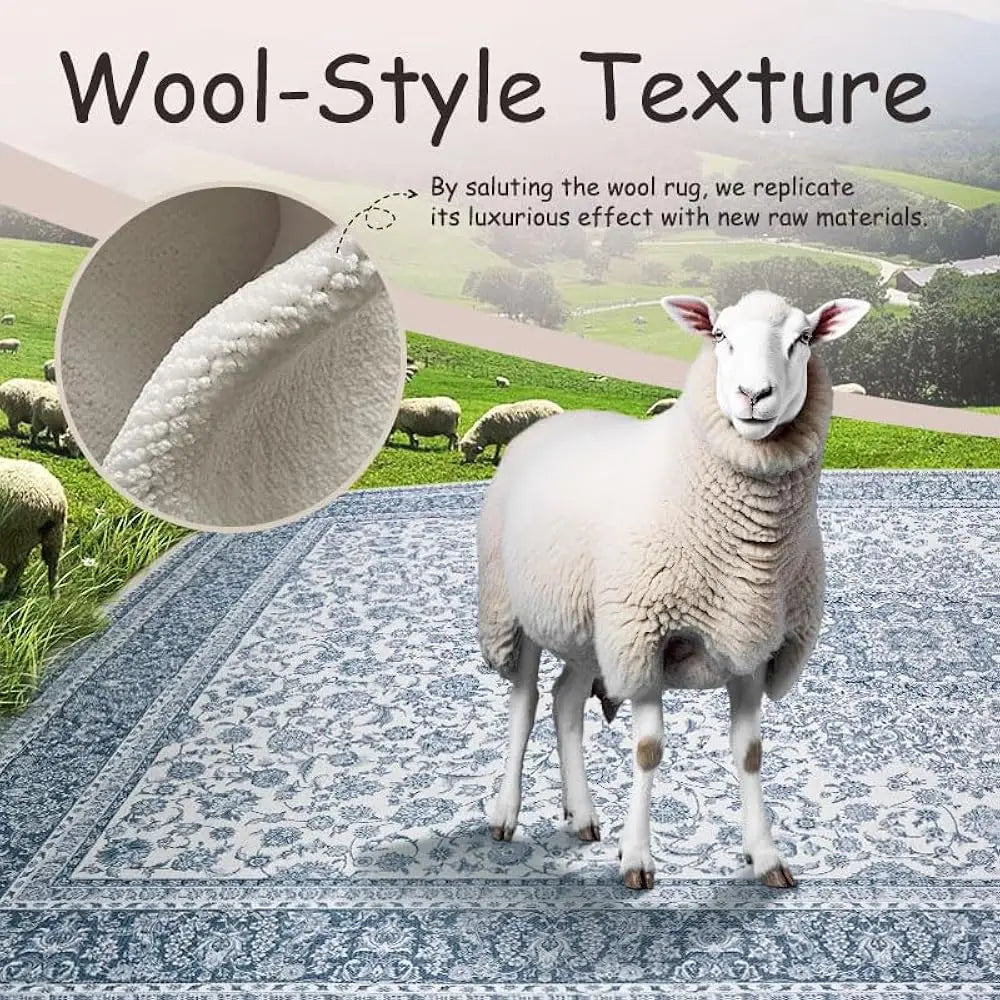 Floral Washable Area Rug 5X7
