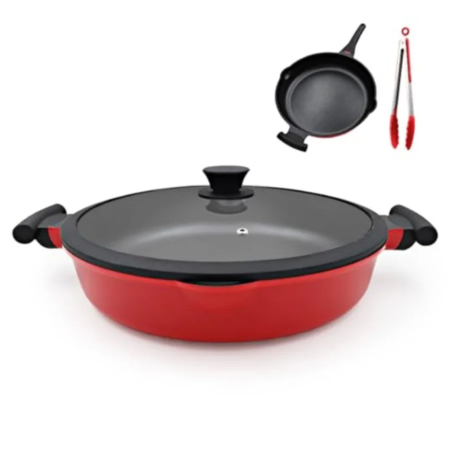Ceramic Skillet Nonstick with Lid 14"