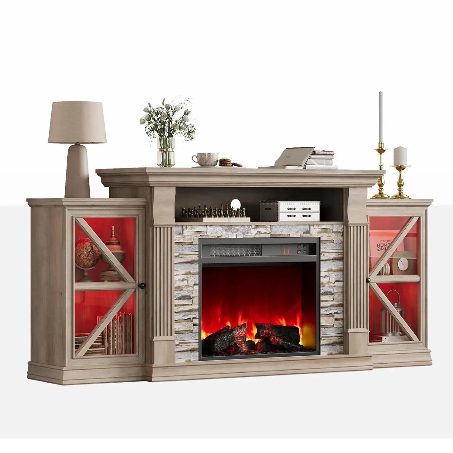 Electric Fireplace TV Stand, 70"
