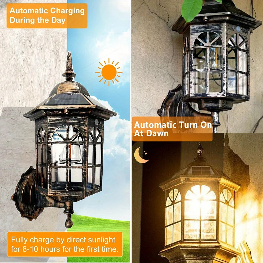 2 Retro Solar Wall Lamps LED